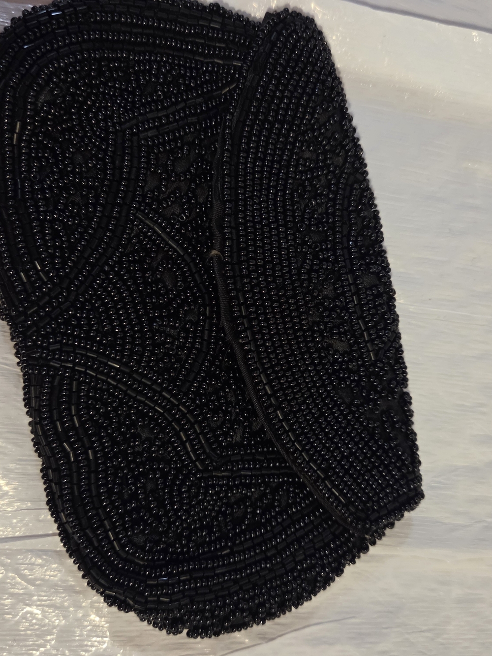 Black Beaded Evening Clutch - Elegant Hand-Beaded Design